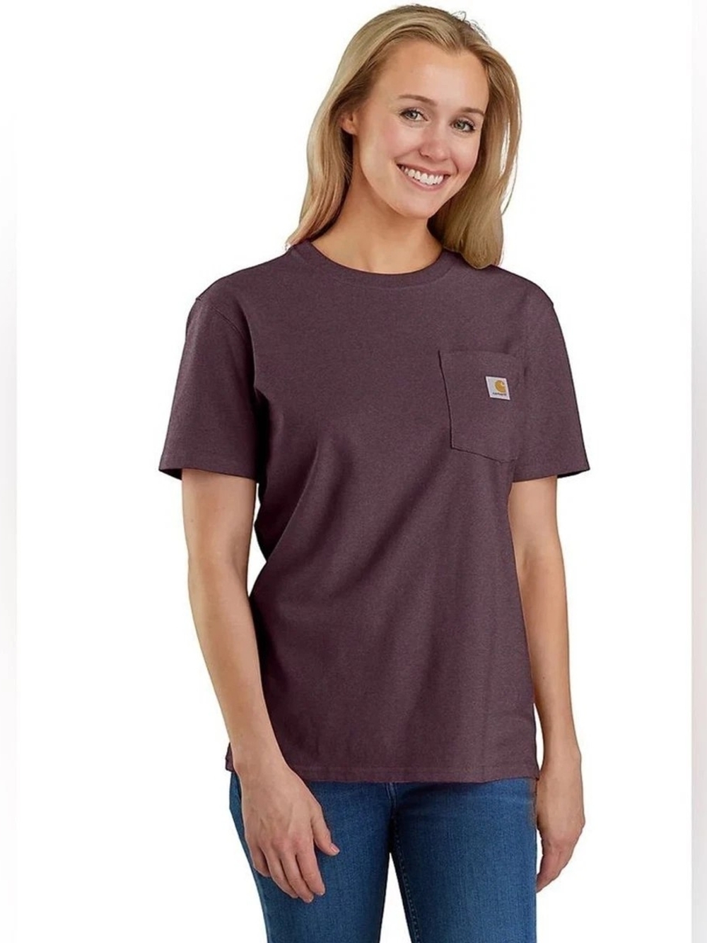 NWT- Carhartt Pocket Crew Tee in Deep Plum